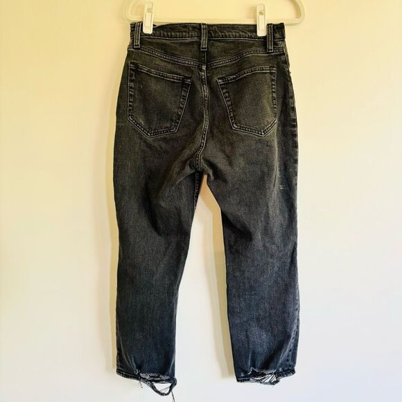 Abercrombie & Fitch Ankle Straight Ultra High Rise – Black Distressed, Sz 27 - Picture 3 of 4